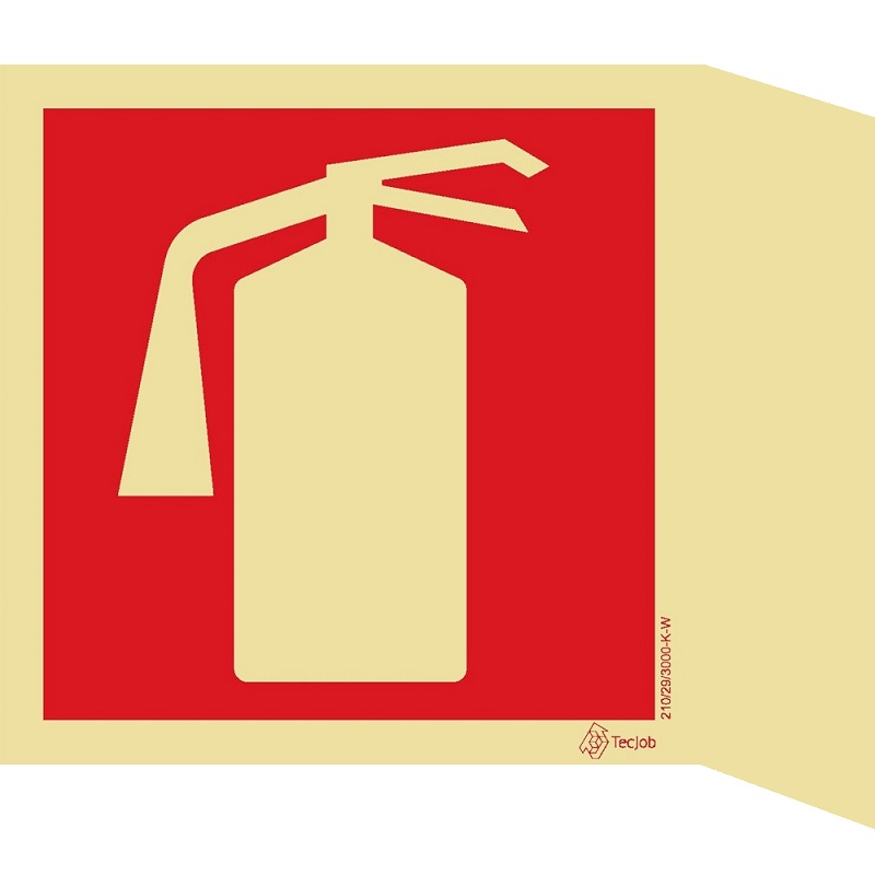 SINAL FOTOLUMINESCENTE EXTINTOR COM DOBRA 90º 170x170mm