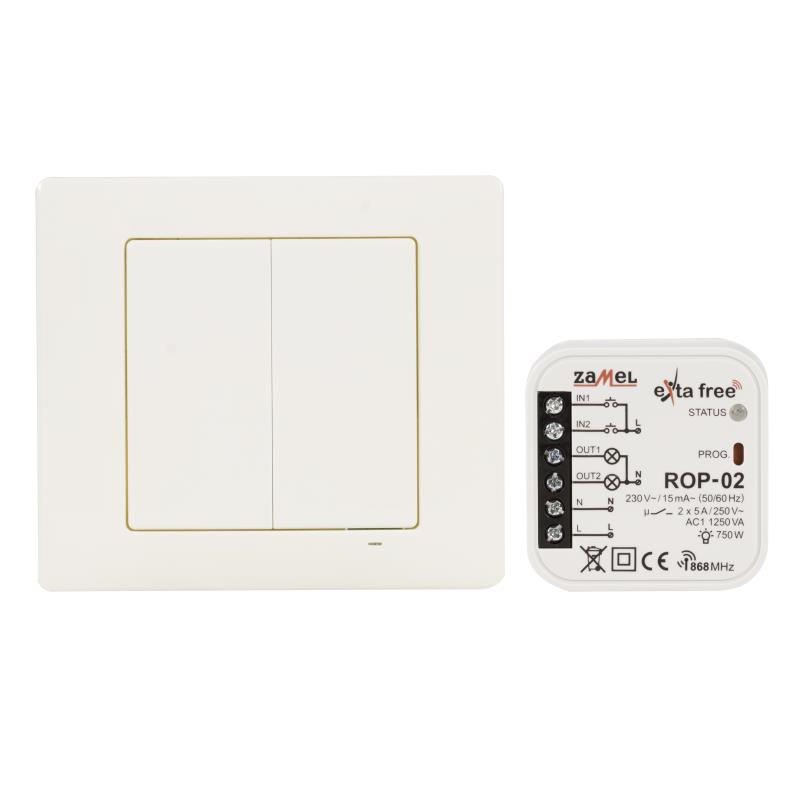 KIT TRANSMISSOR E RECETOR CONTROLO ILUMINACAO 2 CANAIS EXTA FREE