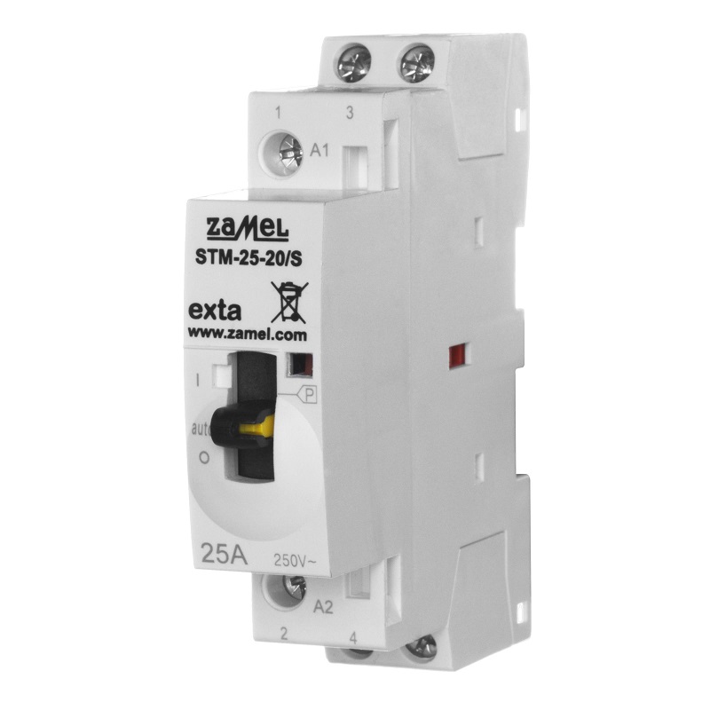CONTACTOR MODULAR ELECTROMAGNÉTICO COM CONTROLO MANUAL 25A 2xNA 230Vac