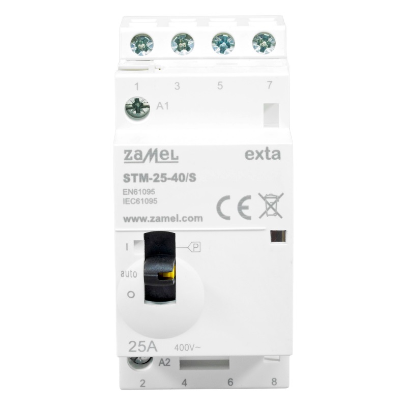 CONTACTOR MODULAR ELECTROMAGNÉTICO COM CONTROLO MANUAL 25A 4xNA 230Vac