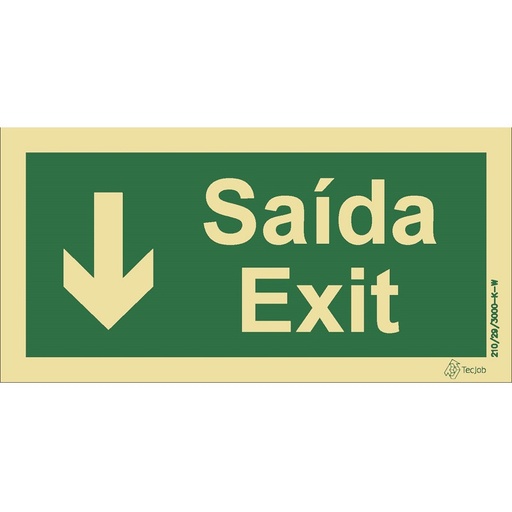 [E0040A] SINAL FOTOLUMINESCENTE SAÍDA 200x100mm