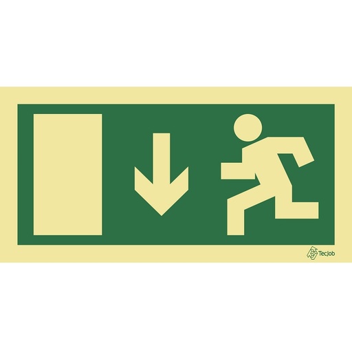 [E0013A] SINAL FOTOLUMINESCENTE SAÍDA DESCER ESQUERDA 200x100mm