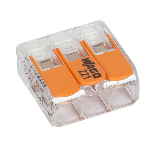 [DPE42113_50] 50x LIGADOR RÁPIDO WAGO 221-413 COMPACT MÁXIMO 4mm2 3 FIOS