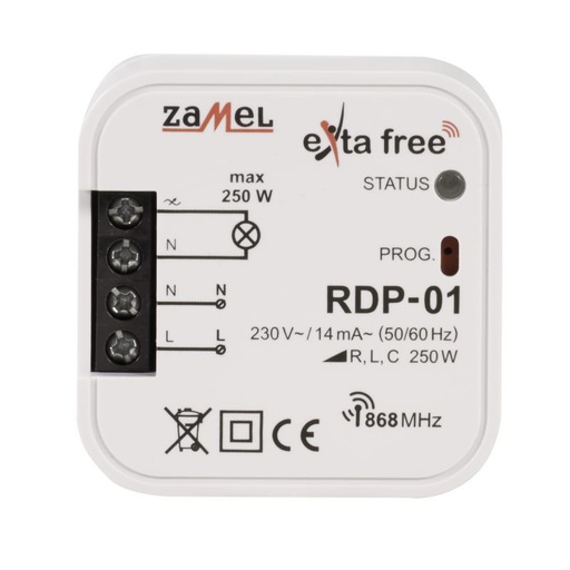 [ZMRDP01] RECETOR 1 CANAL REGULÁVEL - DIMMER  EXTA FREE PARA CAIXA APARELHAGEM
