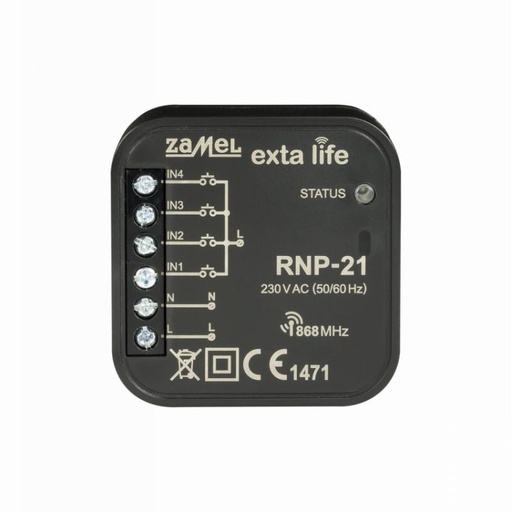 [ZMRNP21] TRANSMISSOR 4 CANAIS 230Vac EXTA LIFE PARA CAIXA APARELHAGEM 