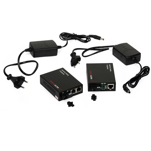 [DPL11542] 2x CONVERSOR ETHERNET MONOMODO M-407M-2 1xFIBRA SWITCH 2xPORTAS 20km